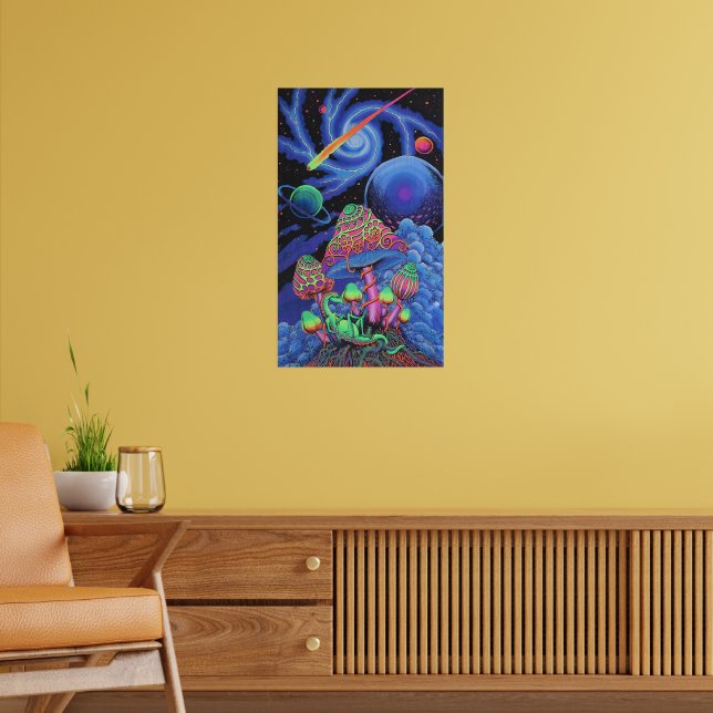 Psychedelic Mushroom Madness: Trippy Black Light Poster | Zazzle