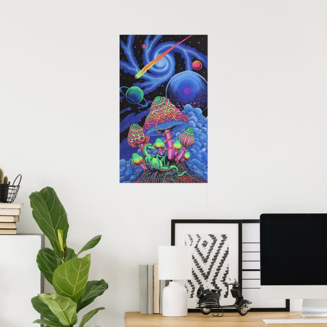 Psychedelic Mushroom Madness: Trippy Black Light Poster | Zazzle