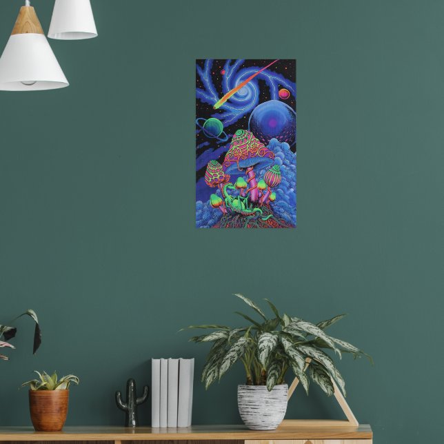 Psychedelic Mushroom Madness: Trippy Black Light Poster | Zazzle