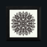 Psychedelic Mushroom Mandala Black And White Gift Box<br><div class="desc">Embrace the beauty of the shadows with this intricate "Psychedelic Mushroom Mandala." This digital ink illustration blends the edgy aesthetic of gothic art with the hypnotic symmetry of a traditional mandala. Featuring hand-drawn mushrooms, swirling vines, and surreal botanical elements, this monochromatic design draws inspiration from vintage tattoo flash and dark...</div>