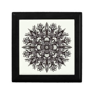 Psychedelic Mushroom Mandala Black And White Gift Box