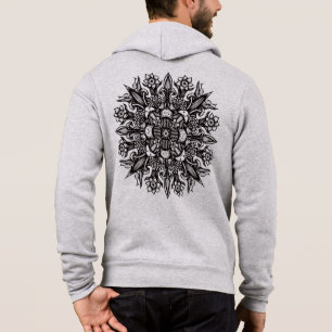 Psychedelic Mushroom Mandala Black And White Hoodie