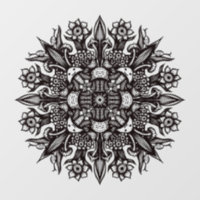Psychedelic Mushroom Mandala Black And White
