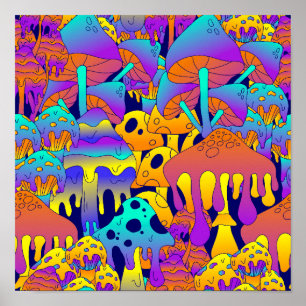 Psychedelic Mushroom Melt Poster