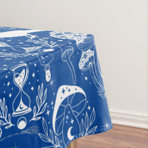 Psychedelic Mushroom Pattern 2D.BW.b Blue BG Tablecloth
