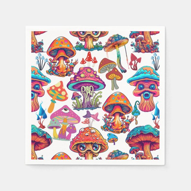 Psychedelic Mushroom Pattern 3D Napkins (Front)
