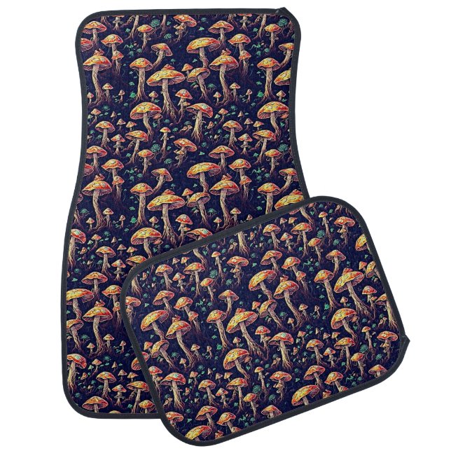 Psychedelic Mushroom Retro Car Floor Mats (Set)