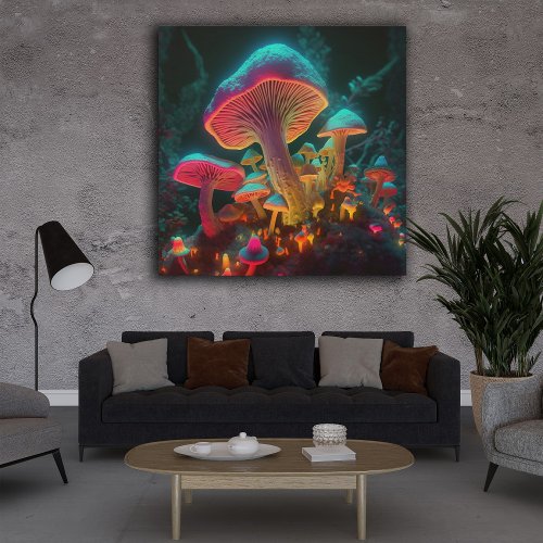 Psychedelic Mushroom Retro Surreal Wood Wall Art