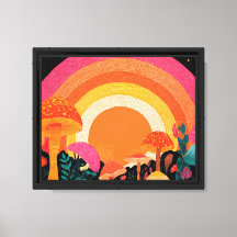 Psychedelic Mushroom Sunset – Retro Fantasy Nature