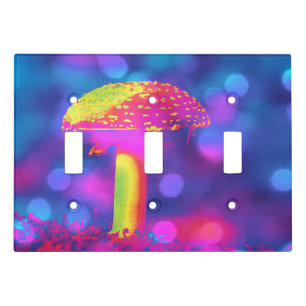 Psychedelic Mushroom Triple Light Switch Plate