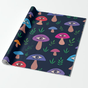 Psychedelic Mushroom With Eyes Wrapping Paper