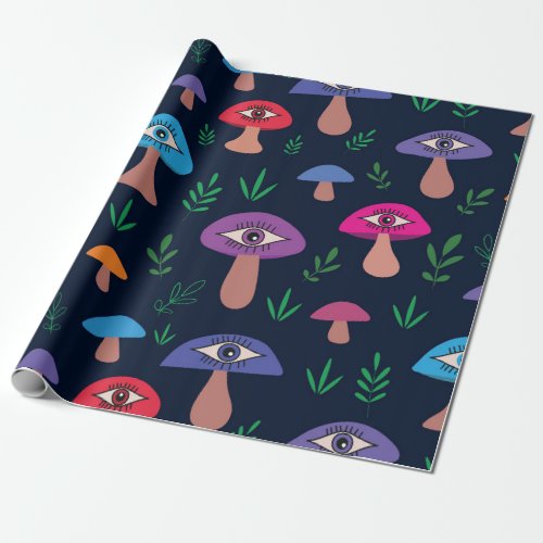  Psychedelic  Mushroom With Eyes    Wrapping Paper