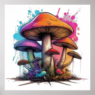 Psychedelic Mushroom Wonderland Poster