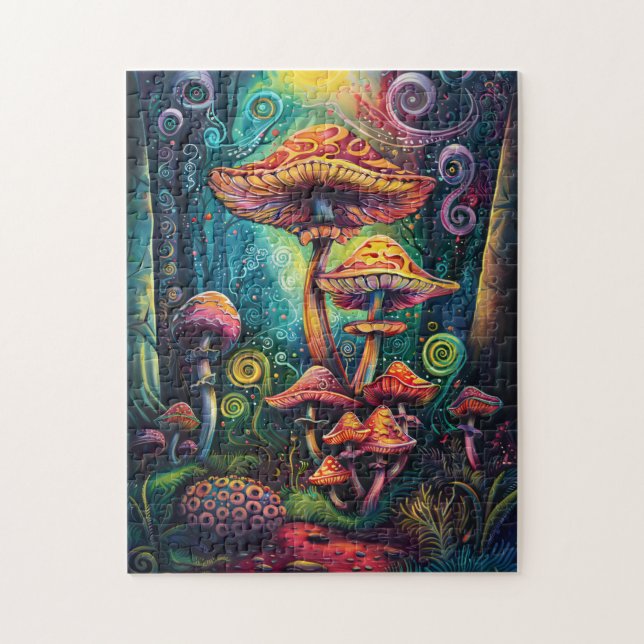 Psychedelic Mushrooms Funky Colorful Artwork Jigsaw Puzzle (Vertical)