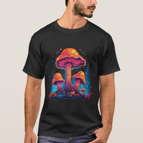 Psychedelic Mushrooms Glow in Dark Art T_Shirt