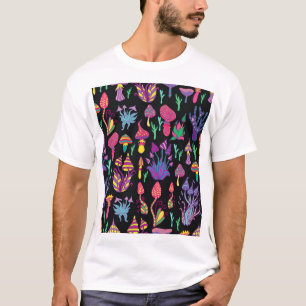 Psychedelic Mushrooms Rainbow Colors Pattern T-Shirt