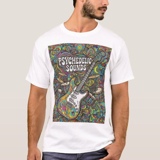 Psychedelic Music Vibes Retro Graphic T-Shirt, Tri T-Shirt (Front)