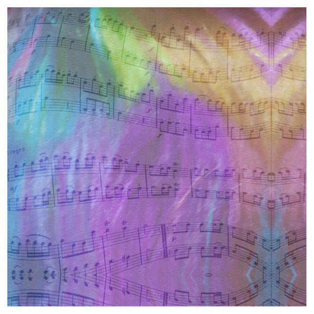 Psychedelic Musical Notes Fabric (Close Up)