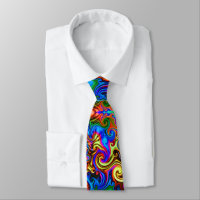 psychedelic neck tie neon rainbow improved design