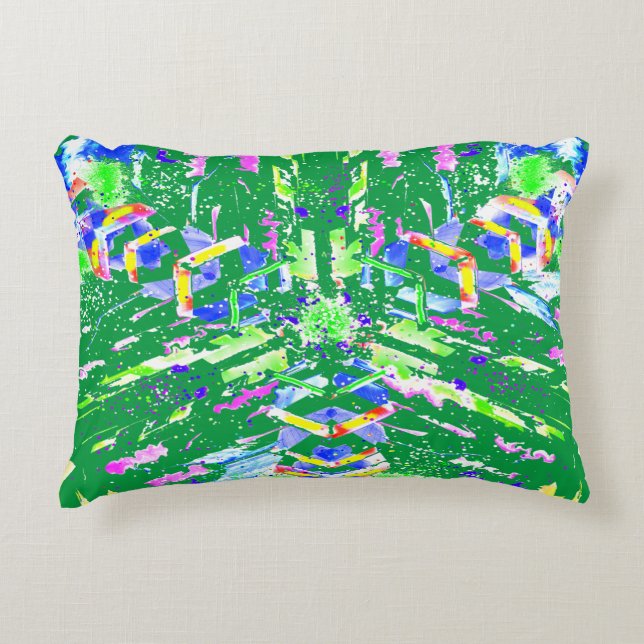 Psychedelic Neon Abstract Kaleidoscope Art  Accent Pillow (Front)