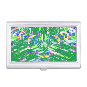 Psychedelic Neon Abstract Kaleidoscope Art  Business Card Case
