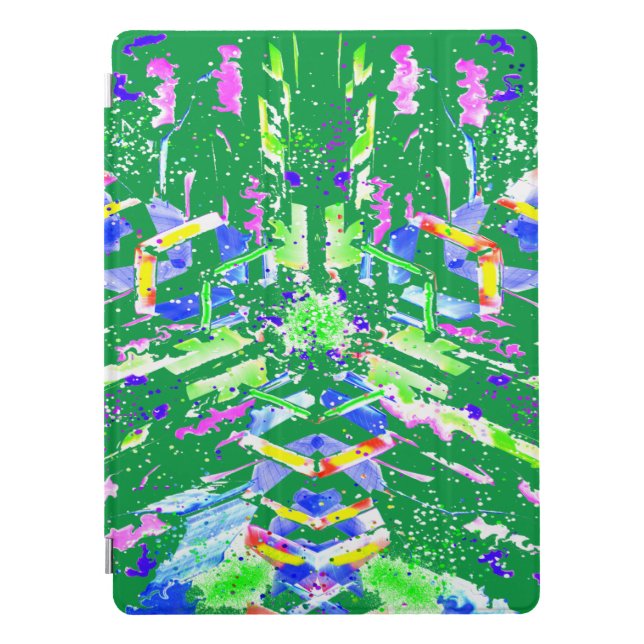 Psychedelic Neon Abstract Kaleidoscope Art  iPad Pro Cover (Front)