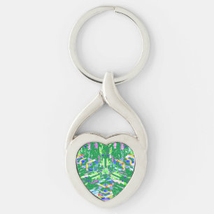 Psychedelic Neon Abstract Kaleidoscope Art  Keychain