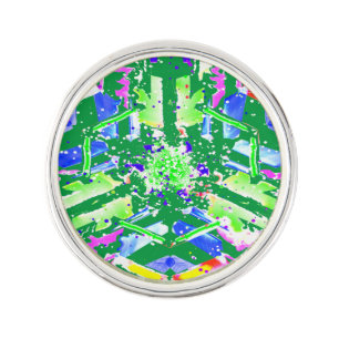 Psychedelic Neon Abstract Kaleidoscope Art  Lapel Pin