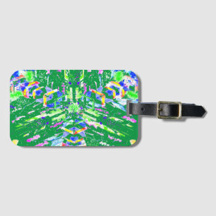 Psychedelic Neon Abstract Kaleidoscope Art  Luggage Tag