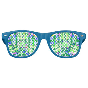 Psychedelic Neon Abstract Kaleidoscope Art  Retro Sunglasses