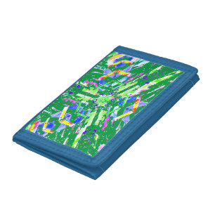 Psychedelic Neon Abstract Kaleidoscope Art Tri-fold Wallet