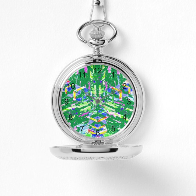 Psychedelic Neon Abstract Kaleidoscope Art  Watch (Front)