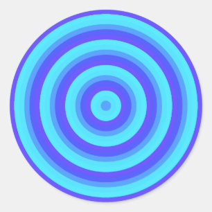 Psychedelic Neon Blue Circles Classic Round Sticker