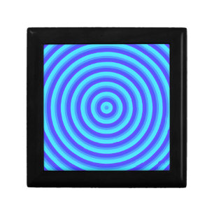 Psychedelic Neon Blue Circles Keepsake Box