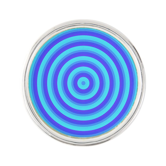 Psychedelic Neon Blue Circles Lapel Pin (Front)
