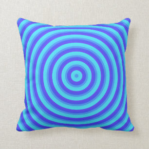 Psychedelic Neon Blue Circles Throw Pillow