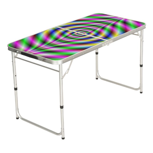 Psychedelic Neon Eye Beer Pong Table (Angled)