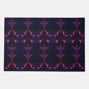 Psychedelic Neon Flower Art Nouveau Pattern Doormat