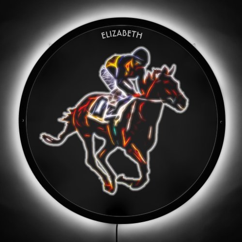 Psychedelic Neon Fractal Glowing Racing Horse LED Sign