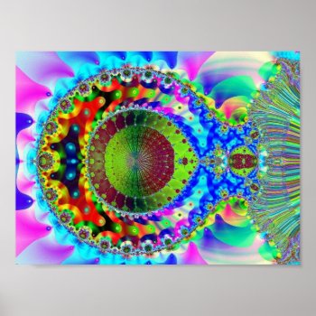Psychedelic Neon Fractal Poster by StuffOrSomething at Zazzle