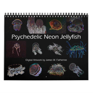 Psychedelic Neon Jellyfish Wall Calendar