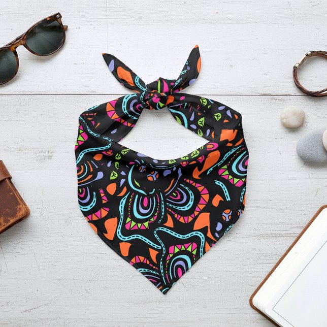 Psychedelic Neon Kaleidoscopic Vivid Doodles Bandana (Creator Uploaded)