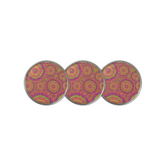 Psychedelic Neon Mandala Swirl Pattern Golf Ball Marker