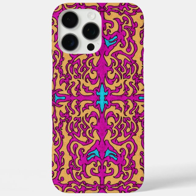 Psychedelic Neon Pink Baroque Flourish Pattern Case-Mate iPhone Case (Back)