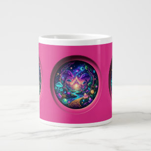 Psychedelic Neon Portal Fantasy Landscape Wrapped  Giant Coffee Mug
