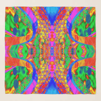 Psychedelic Neon Rainbow Chiffon Scarf