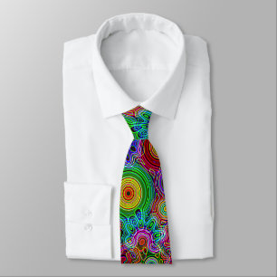 Psychedelic Neon Retro Disco Lights Neck Tie