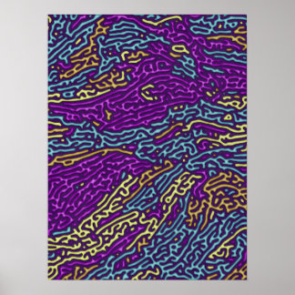 Psychedelic Neon Retro Pattern Design Poster