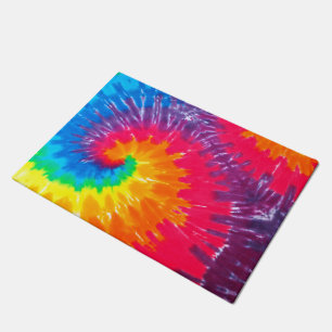 Psychedelic Neon Tie-Dye Doormat