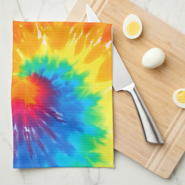 Psychedelic Neon Tie-Dye  Kitchen Towel (Quarter Fold)